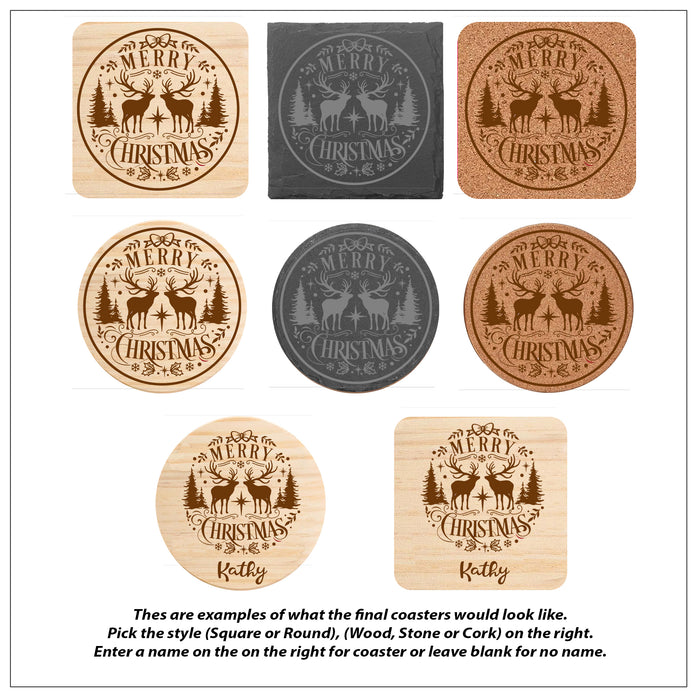 Moose Christmas Coaster