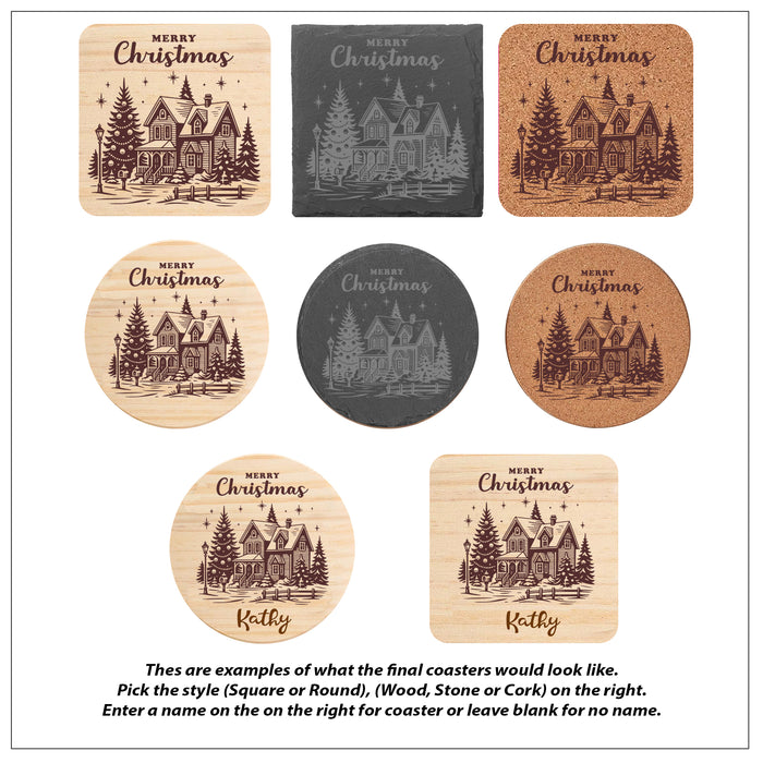 Merry Christmas Cork Home Coasters