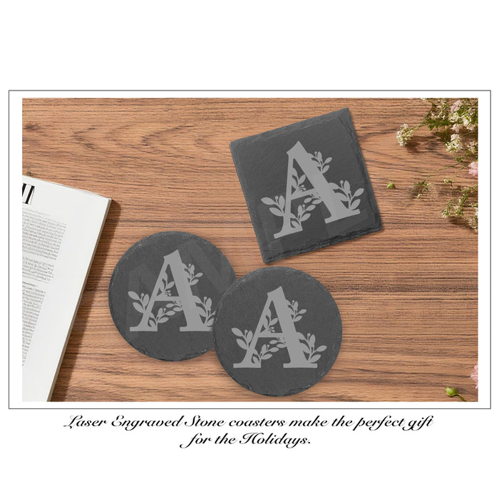 Floral Lettering Stone Coaster