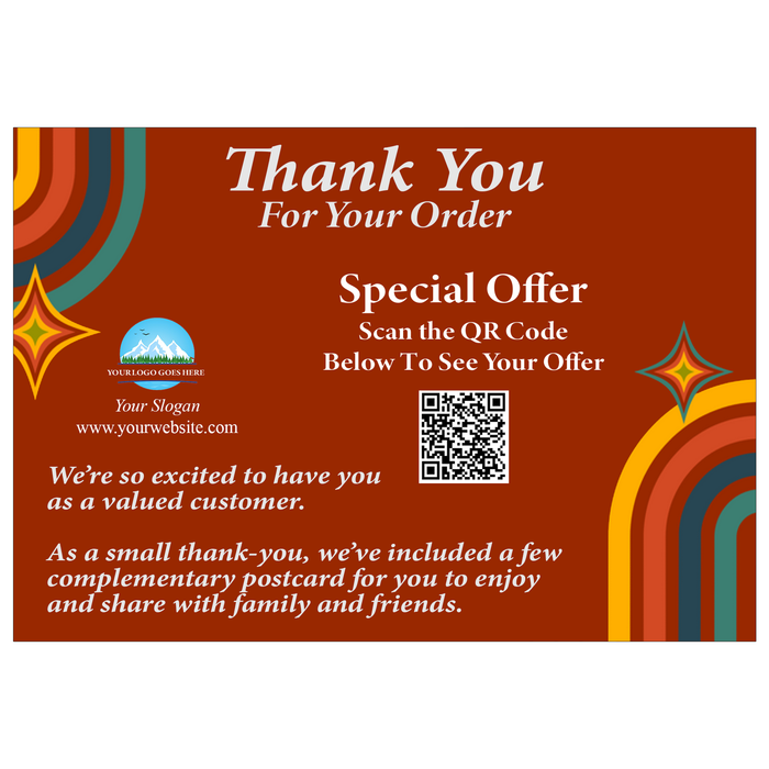 Retro Thank You Cards for Business | Custom 4x6 Package Insert Cards with Referral Postcards